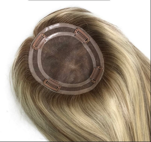 Topper de <span class=keywords><strong>cheveux</strong></span> humains russes de haute qualité, 5.5*6.6, en dentelle suisse, brun cendré balayage, densité 130%, mélange naturel avec vos propres <span class=keywords><strong>cheveux</strong></span> - Product Image 6