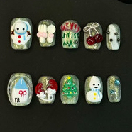 10 faux ongles à presser faits à la main, manucure moyenne en amande, mignons, nouveauté été, ongles 3D, vente en gros
