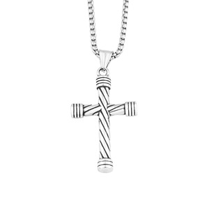 yunnique Twisted <b>Cross</b> Titanium Steel Necklace Unisex Hip Hop Fashion Pendant Jewelry Gift - Product Image 5