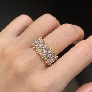 เพชร Aazuo Lab Grown Diamonds 0.75 กะรัต ทองคำแท้ 18K สีเหลืองทอง ดีไซน์หรูหรา สไตล์วินเทจ แหวนลูกไม้สำหรับผู้หญิง เหมาะสำหรับงานเลี้ยงสังสรรค์ รุ่น Au750 - Product Image 5