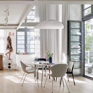 โคมไฟระย้าทรงรี ผ้าไหมสีครีม ไฟ LED สำหรับบ้าน ขนาด 50 60 80 100 ซม. แบบหัวเดียว ควบคุมด้วยสวิตช์ - Product Image 3