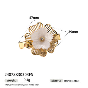 Fashion Four-leaf Clover-shaped Zirconia <strong>Beaded</strong> Pendant <strong>Necklace</strong> Flower Hair Accessory Irregular <strong>Ring</strong> - Product Image 5