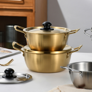 Yurtrain Korean Kitchen Cookware Instant Noodle <strong>Pot</strong> with <strong>Lid</strong> <strong>Small</strong> Aluminum Ramen Soup Pan Home Stock <strong>Pot</strong> Metal Material - Product Image 5