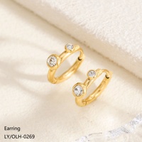 Nouveauté, bijoux pour femmes de luxe léger, haute qualité, plaqué or 18 carats, acier inoxydable 304/316, boucles d'oreilles en zircon