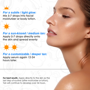 مصل الدباغة الذاتي OEM/ODM ، مصل الدباغة للوجه والشمس ، قطرات الدباغة الداكنة بفيتامين C ، بدون شمس ، الدباغة - Product Image 6