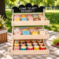 Élégant support à cupcakes en bois à 2 niveaux, type sur pied, pour mariage, anniversaire, comptoir, présentoir alimentaire écologique