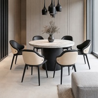 Chaise de salle à manger en similicuir de style italien avec pieds en métal pour îlot de cuisine et salle à manger