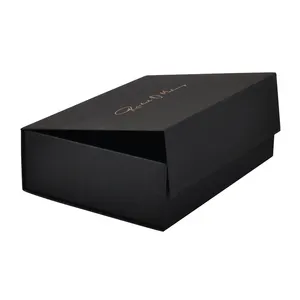 Eco Friendly Logo Designer Cardboard Packaging Magnetic Closure Custom Black Shoe Foldable Magnetic Paper Gift Box With Logo