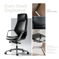 Chaise de bureau de luxe en cuir 3A, chaise de direction ergonomique, chaise de bureau de PDG à dossier haut pivotant, design original