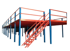 Système de rayonnage en acier à 5 niveaux, capacité de charge de 500 kg/m², étagères sans boulons, revêtement en poudre, accès par escalier pour le stockage en entrepôt - Product Image 3