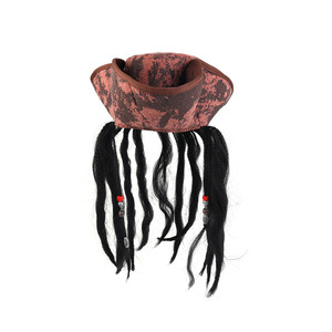 Pafu Adultes Brun Caraïbes Pirate Costume TriCorn Chapeau Deluxe Pirate Capitaine Chapeau avec <span class=keywords><strong>Dreadlocks</strong></span> Cheveux - Product Image 2