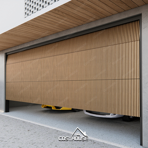 Porte de garage à nervures en bois, porte sectionnelle en aluminium à nervures verticales pour villa, façade architecturale, OEM personnalisé - Product Image 1