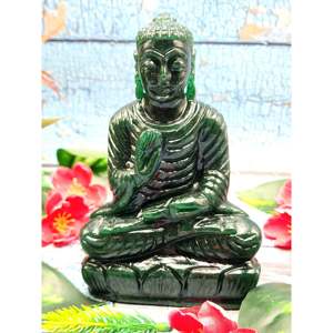 Bouddha en pierre précieuse d'aventurine vert foncé fait main - cristal/reiki - 6 pouces et 0,57 kg (1,25 lb) - Product Image 1