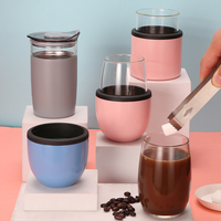 Gobelet à café en verre 10oz (300ml) transparent réutilisable sans BPA avec couvercle moderne unisexe personnalisable avec logo LINGQI
