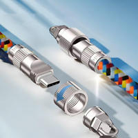 Tali Lanyard Ponsel 2-in-1 60W Micro-USB dengan Pengisian Cepat 3A, Kabel Nilon Berpelindung untuk iPhone 15/16/14/13/12/11 Pro
