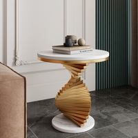 Table Basse et Table d'Appoint Sur Mesure, Non en Stock, en Mobilier de Maison de Luxe Moderne, Plateau en Marbre et Cadre en Acier Doré