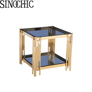 Tavolino <span class=keywords><strong>da</strong></span> Caffè Moderno <span class=keywords><strong>in</strong></span> <span class=keywords><strong>Vetro</strong></span> <span class=keywords><strong>Temperato</strong></span> Effetto Marmo con Struttura <span class=keywords><strong>in</strong></span> Acciaio Inossidabile - Pezzo Centrale di Lusso per Soggiorno - Product Image 5