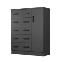Commode haute en bois massif noir de luxe moderne, en MDF, avec tiroirs, coiffeuse, meuble de rangement, style classique moderne, avec porte