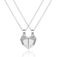 Romantique Saint Valentin Alliage Couple Magnétique Amour Coeur Pendentif Correspondant Collier Amoureux Aimant Souhait Pierre