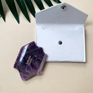 Bastões de massagem manual para esculpir bordas de mandíbula, pedra de jade natural, ferramenta de massagem para reduzir inchaço e raspagem da pele, cuidados com a pele, roxo