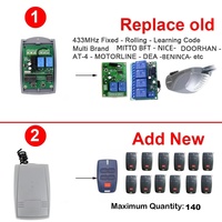 Récepteur de télécommande RF universel 433 MHz, automatique, 2 canaux, sans fil, pour porte de garage/portail, récepteur à code roulant 433,92 MHz