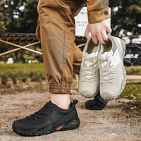 Baskets décontractées en cuir respirant à lacets, chaussures de randonnée pour hommes, chaussures de marche à semelle en caoutchouc antidérapante pour hommes, 38-46
