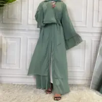 New Arrival Arab Turkish Dubai Abaya Muslim Women Islamic Dress Solid Color Chiffon Pray Abaya Dresses Eid