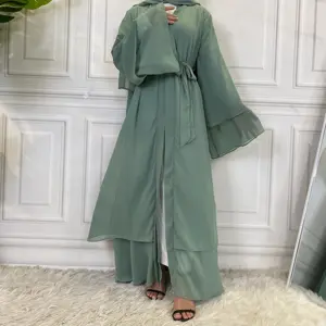 नई आगमन अरब तुर्की दुबई Abaya मुस्लिम महिलाओं इस्लामी पोशाक ठोस रंग शिफॉन प्रार्थना Abaya कपड़े ईद