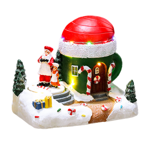 Décoration de maison résine artisanat décoration de noël fournitures de fête <span class=keywords><strong>village</strong></span> de neige Santa boîte à musique accessoires <span class=keywords><strong>village</strong></span> de noël coffret cadeau - Product Image 3