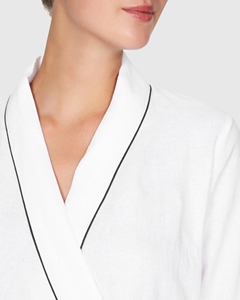 <span class=keywords><strong>Peignoir</strong></span> Kimono Léger et Doux pour <span class=keywords><strong>Femme</strong></span>, 100% <span class=keywords><strong>Coton</strong></span> Biologique Uni, Col en V, Manches Longues, Bordé, Fabrication Usine - Product Image 5