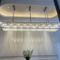 Lustre rectangulaire pour restaurant, lampe suspendue linéaire pour salle à manger, hall d'hôtel, escalier