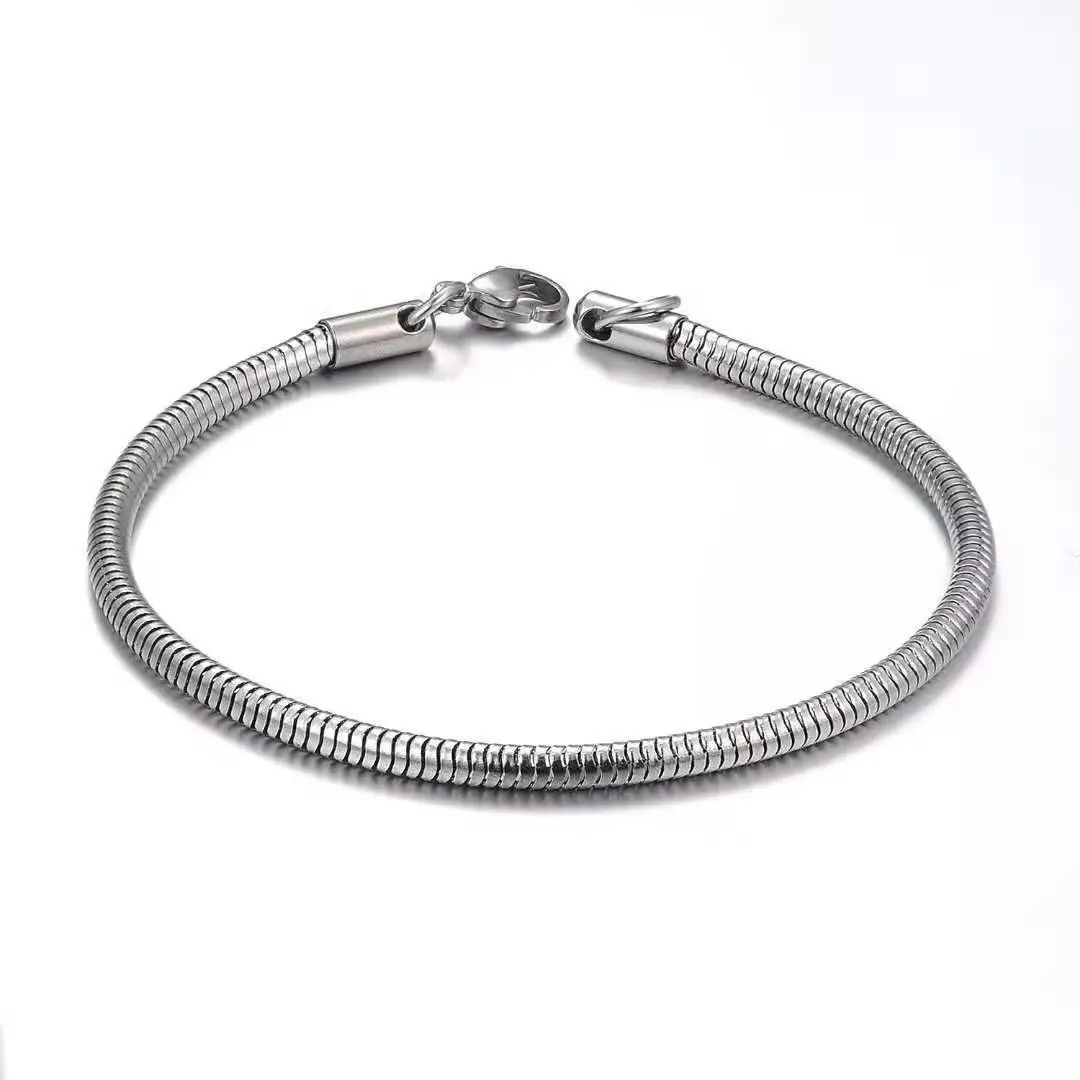 VAF gelang ular bulat Pria Wanita, gelang Stainless Steel 2.5mm