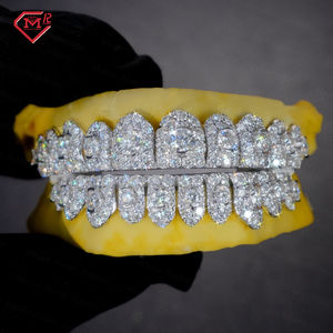 <span class=keywords><strong>Grillz</strong></span> Personalizzati Hip Hop in Argento 925 con Moissanite e Diamanti VVS, Stile Iced Out con Grandi Pietre - Product Image 1