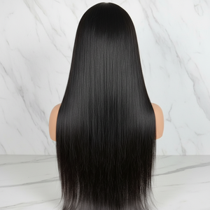 生越南发骨直全蕾丝正面假发无胶天然人发瑞士高清蕾丝黑色女性正面假发 - Product Image 1