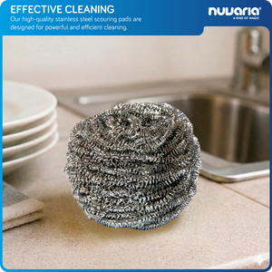 Spugne abrasive in acciaio inox per la pulizia intensiva della cucina, spugne metalliche resistenti alla ruggine - Product Image 2