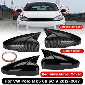 Pair Car Side Wing Rear View Rearview <b>Mirror</b> Cover Case Caps <b>Shell</b> for Volkswagen for VW for Polo Mk5 6R 6C V 2012-2017 - Product Image 1