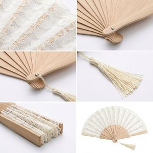 Abanicos Plegables de Encaje Tradicional Directo de Fábrica, Abanicos de Madera Calados con Borlas para Bodas, Regalo para Damas de Honor, Promoción al por Mayor - Product Image 3