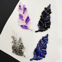 Appliques décoratives haut de gamme en feutre brodé à la main, motif feuilles indiennes, pour vêtements, sacs, chapeaux, accessoires de bricolage