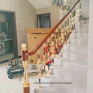 درابزين سلالم من سبائك الألومنيوم على الطراز الأوروبي، مناسب للمنازل الريفية ذاتية البناء والفيلات، درابزين بتصميم صيني جديد منحني وحلزوني قابل للتركيب الذاتي - Product Image 4