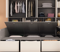 Lit armoire intégré en bois massif moderne, design Tatami, petit format, multifonctionnel, écologique, avec bureau de rangement réglable en hauteur