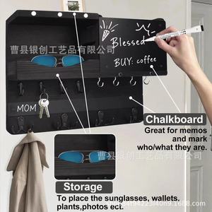 Wooden <b>Wall</b> <b>Mounted</b> Mail And Key Holder With Chalkboard <b>Shelf</b> Entryway Organizer Storage Rack For Home Use - Product Image 2