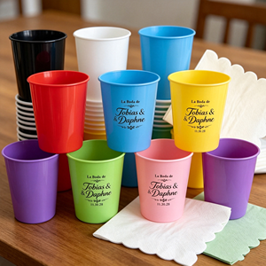 Gobelets en plastique réutilisables et écologiques personnalisés roses, imprimés sur mesure, pour bière et boissons, 12oz, 16oz, 22oz, 24oz - Product Image 1