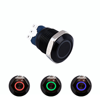 ELEWIND Interrupteur à bouton-poussoir anti-vandalisme 12 mm 1NO avec LED RGB 3 couleurs, étanche IP65, certifié CE pour 2A (PM121F-10E/J/RGB/12V/S)