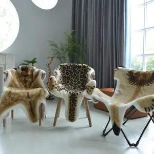 New Luxury Plush Brown Tiger Shaped Rug Plush Animal Skin Rug Carpet Faux Fur Play Mat Blanket
