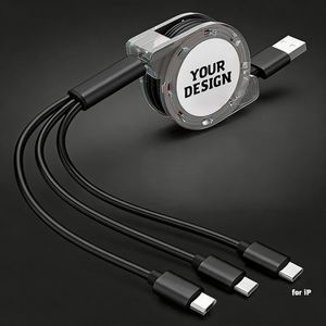 Wholesale Promo Gift Custom Logo <b>3</b> in 1 Charging Multi Phone Charger Retractable <b>Usb</b> <b>Cable</b> With Crystal Reel Box - Product Image 1