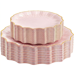 Services de table en verre écologiques avec assiettes de présentation à motif floral - En stock - Product Image 1