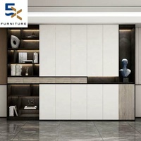 Gabinete de almacenamiento de estantería de pared completa moderno ajustable de madera de lujo ligero para oficina en casa