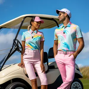 High Quality Sublimation Printing Silk Performance Unisex Couple Summer Breathable Men's Womens Golf Polo T Shirts PoloShirts