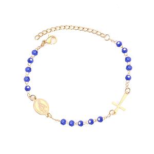 Bracelets de luxe pour femmes en acier inoxydable plaqué or 18 carats avec breloque croix religieuse Jésus pour filles, vente en gros - Product Image 6
