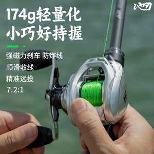 รอกตกปลาพูลเบลด อลูมิเนียมอัลลอยด์ อัตราทดเกียร์ 7.2:1 เบรกแม่เหล็ก ซ้าย ขวา สีเงิน สีดำ - Product Image 5